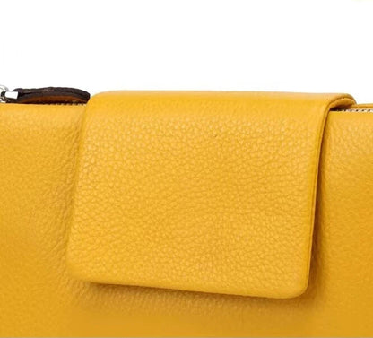 women’s genuine cowhide long purse with card slots and coin pocket detail