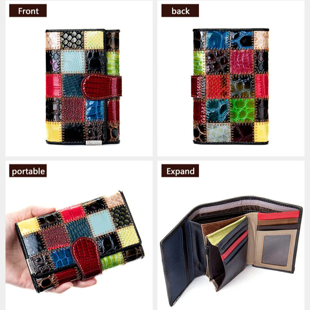 Slim leather clutch wallet for women with secure hasp fastening