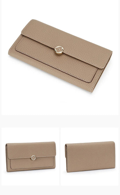 Women’s Genuine Leather Long Wallet – First-Layer Cowhide Clutch Purse