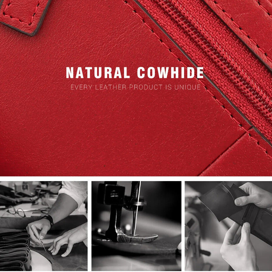genuine natural cowhide wallet with zip and hasp