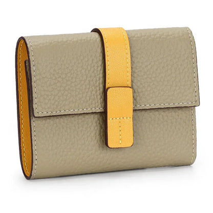 gray genuine leather women’s wallet with hasp closure and note section