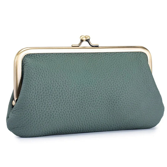Retro style gray leather wallet with clasp Elegantia