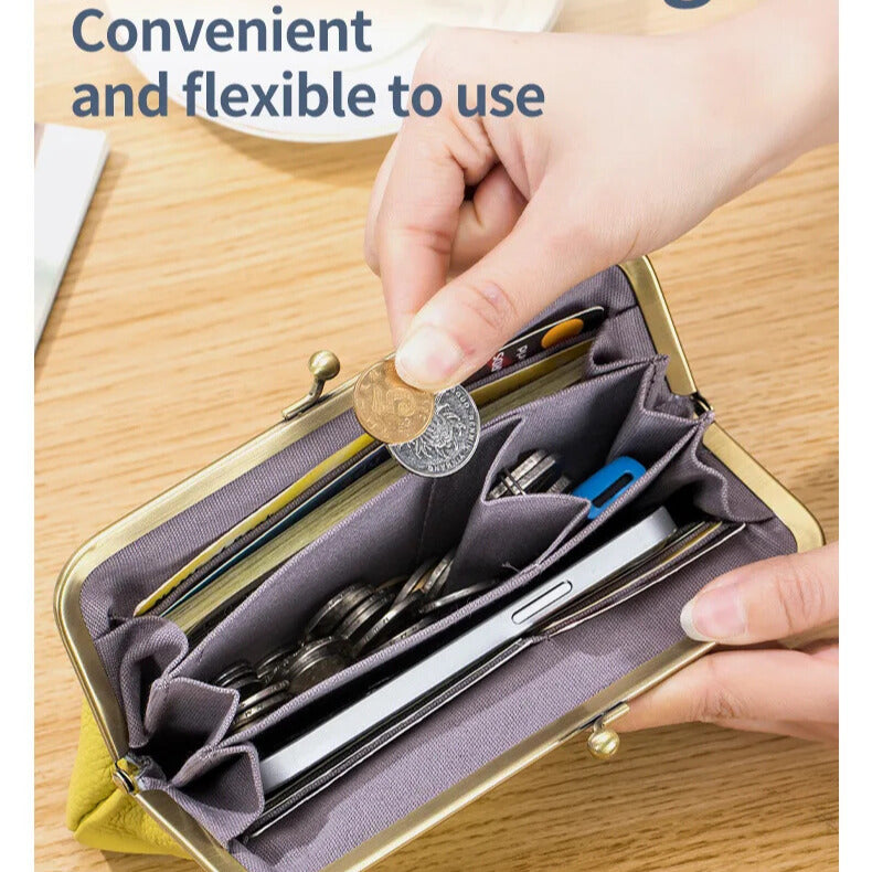 elegantia retro leather wallet organised interior