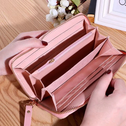 Women’s Continental Zip-Around Purse — PU Leather, Coin Pocket & Card Slots.