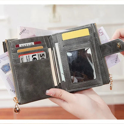 Mini leather wallet with note compartments