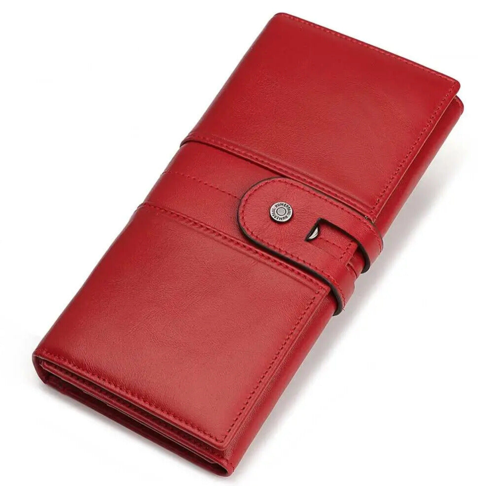Genuine leather trifold purse for women