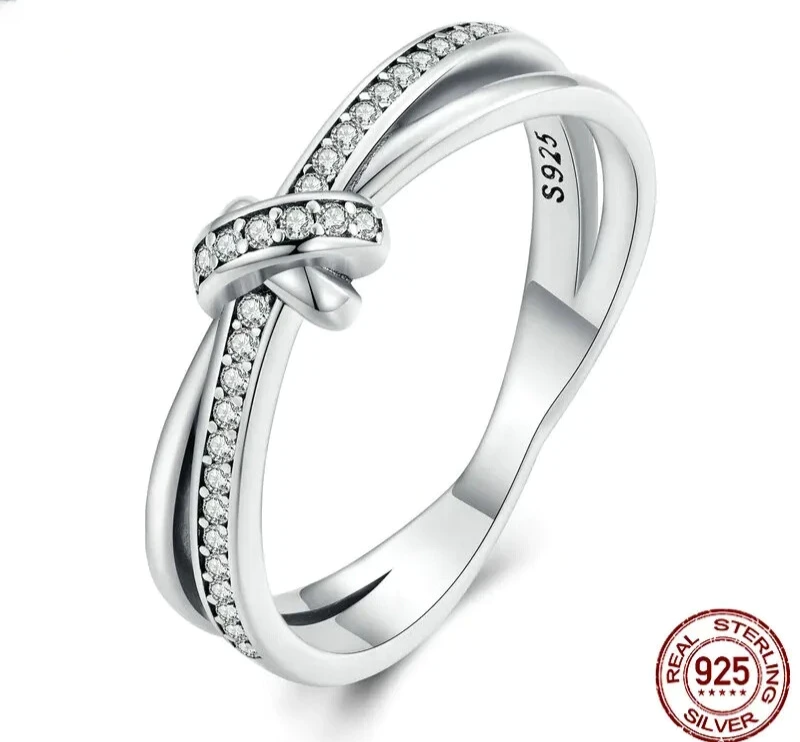 Real sterling silver 925 Retro bezel knot ring