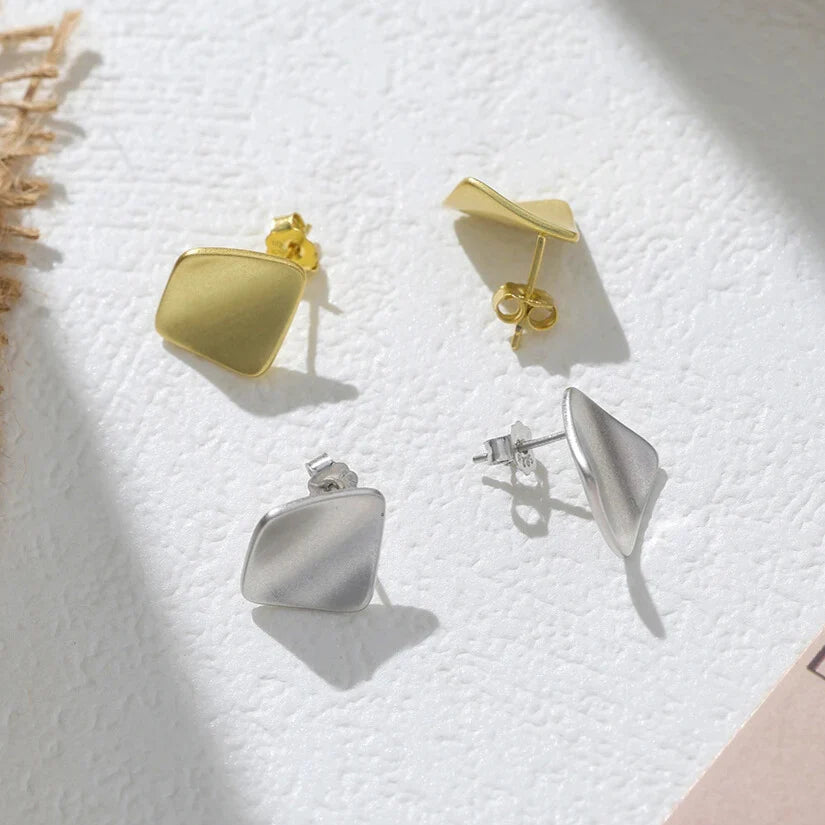 elegant square stud earrings hypoallergenic butterfly clasp