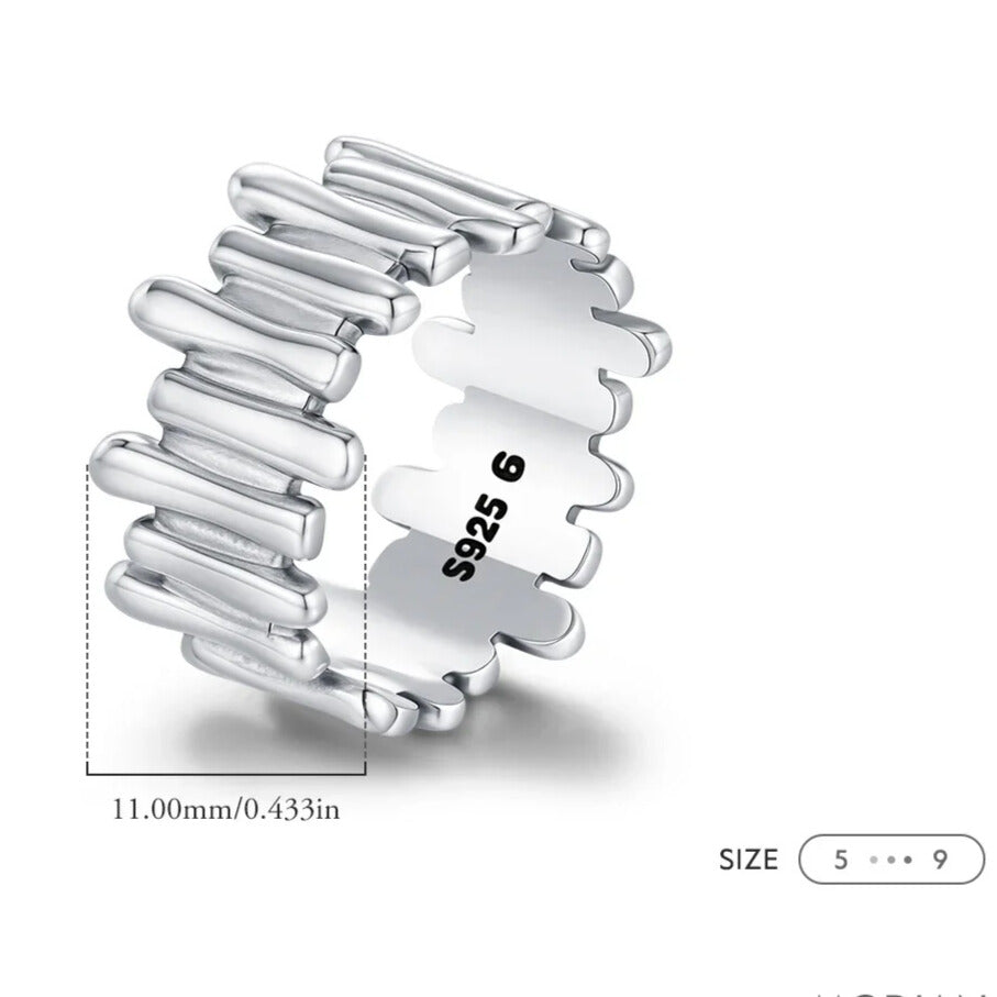 modern women’s sterling silver ring irregular sculptural band