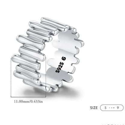 modern women’s sterling silver ring irregular sculptural band