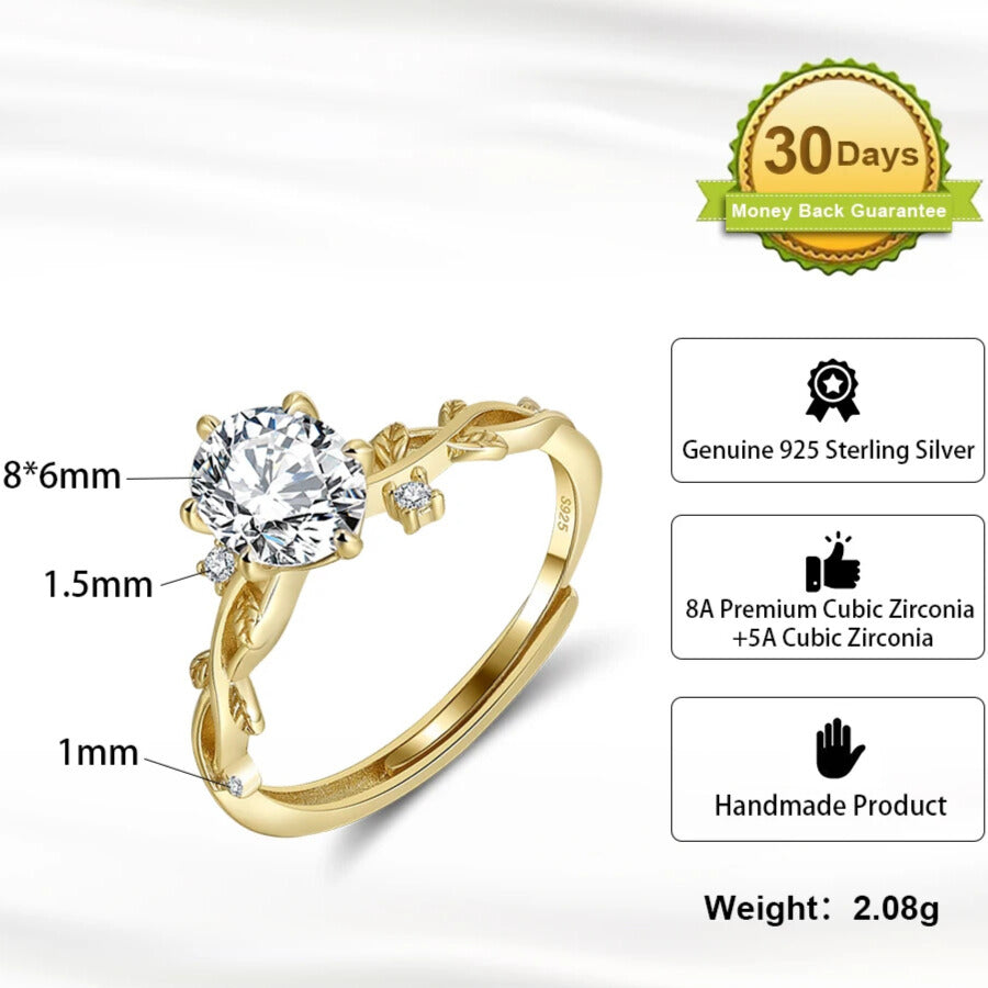 925 stamp detail on sterling silver adjustable open ring elegantia