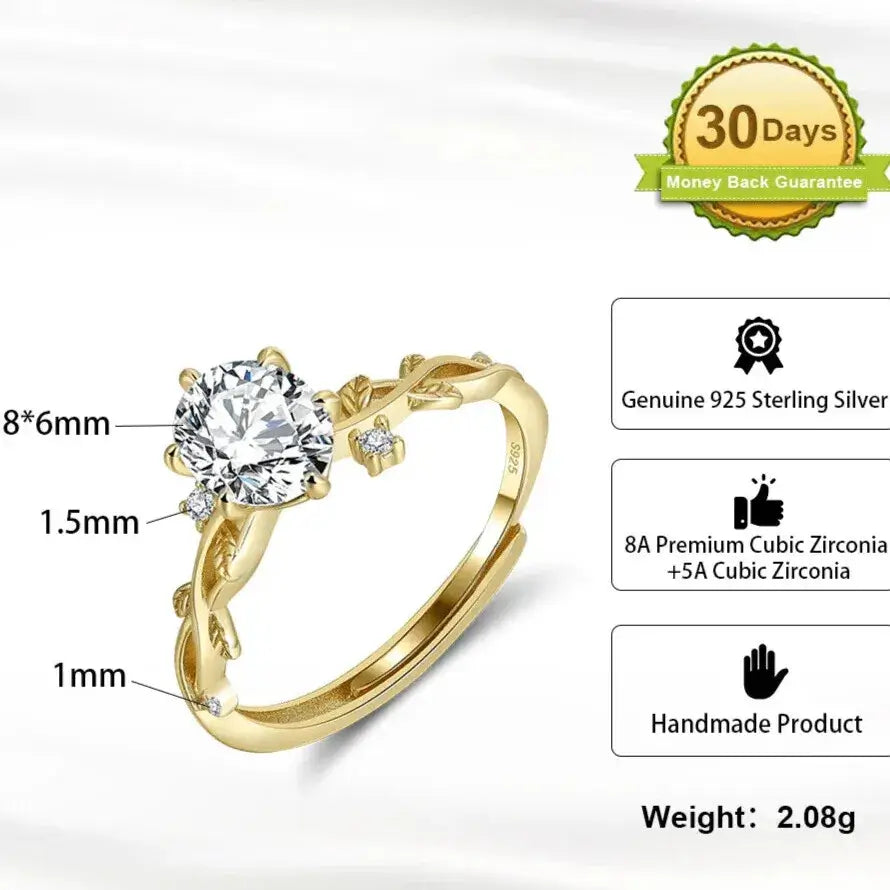 stackable gold oval cz ring detail