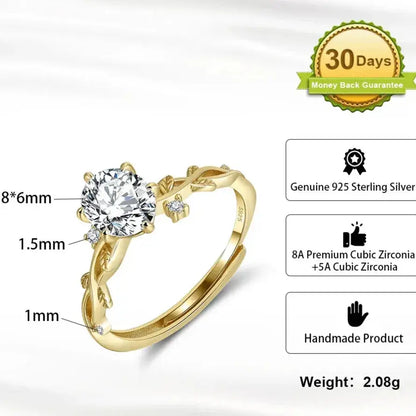 stackable gold oval cz ring detail
