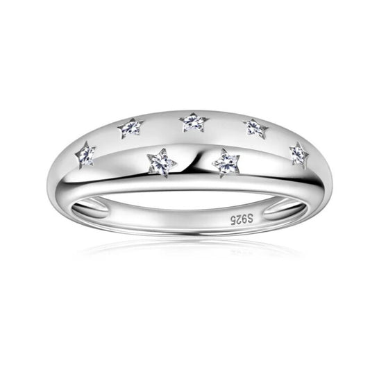 Chunky 925 sterling silver moissanite ring for women