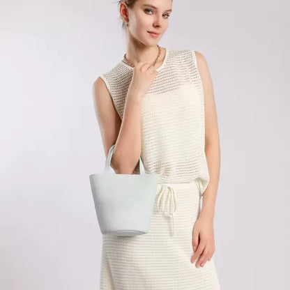 minimalist grey leather handbag elegantia collection